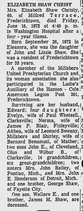 Elizabeth Shaw Christy obit